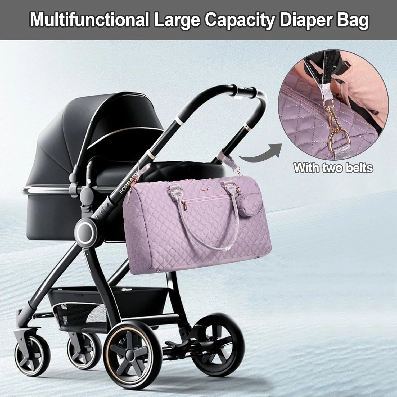 Stylish Lovevook Diaper Bag Tote - Spacious Mommy Bag for Hospital, Travel & Breastfeeding with Changing Pad & Pacifier Case