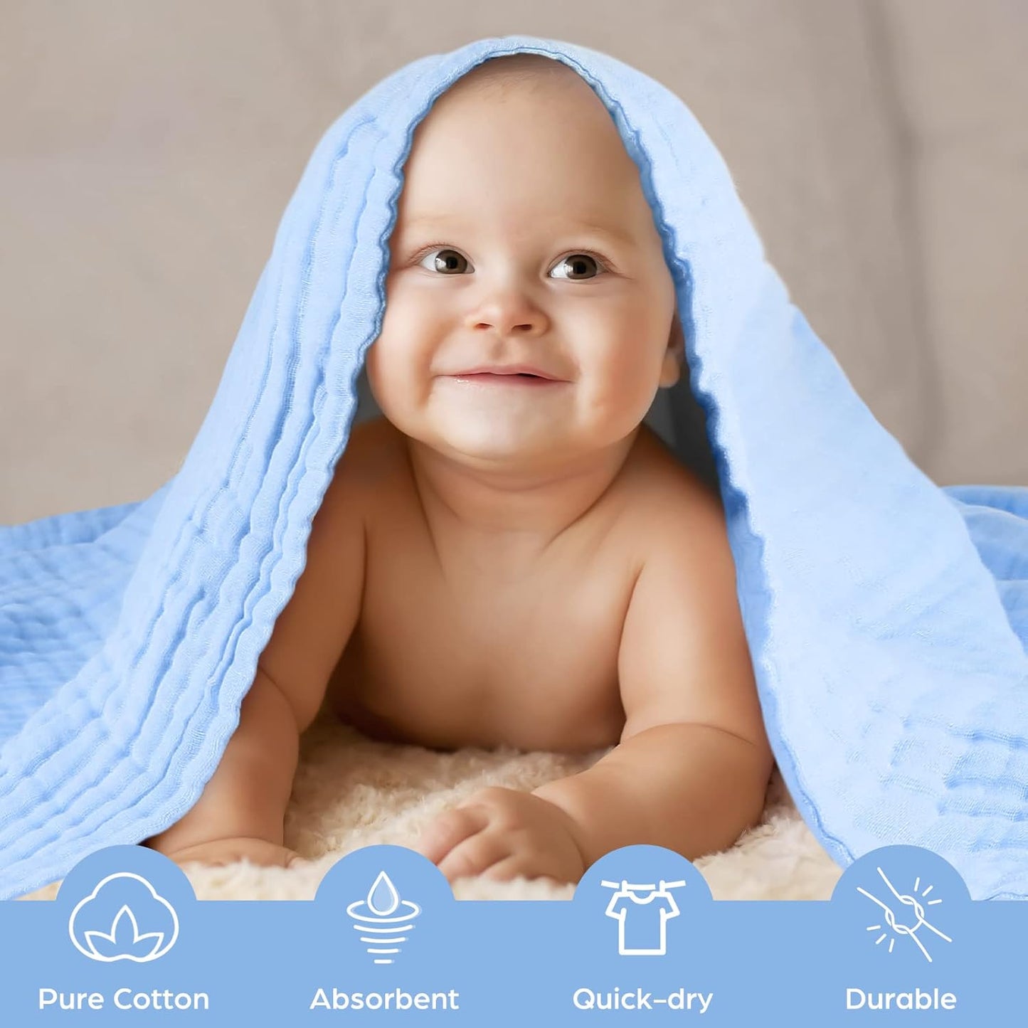  2-Pack Cotton Set for Newborns & Toddlers (White & Blue) -Soft, Breathable & Perfect for Newborns, Toddlers /Baby Shower Gift Idea.