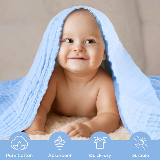  2-Pack Cotton Set for Newborns & Toddlers (White & Blue) -Soft, Breathable & Perfect for Newborns, Toddlers /Baby Shower Gift Idea.