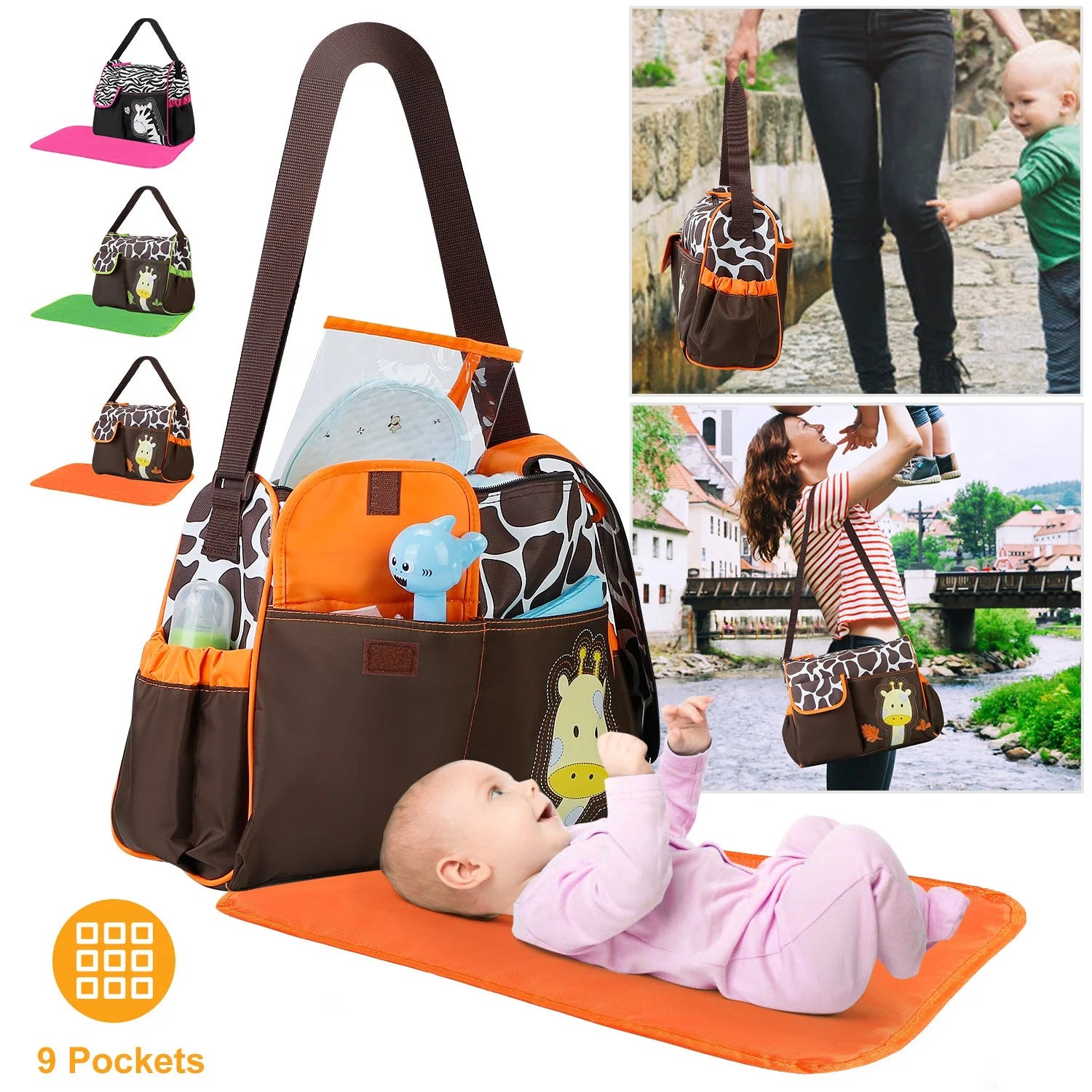 Moclever Baby Diaper Bag with Wipeable Changing Pad - Stylish 5.8-Inch Transparent Travel Tote