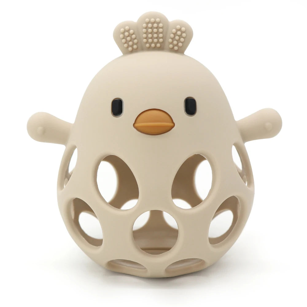 Cute Cartoon Chick Baby Teether Gloves - Silicone Dental Care Toy for Gums and Molar Relief