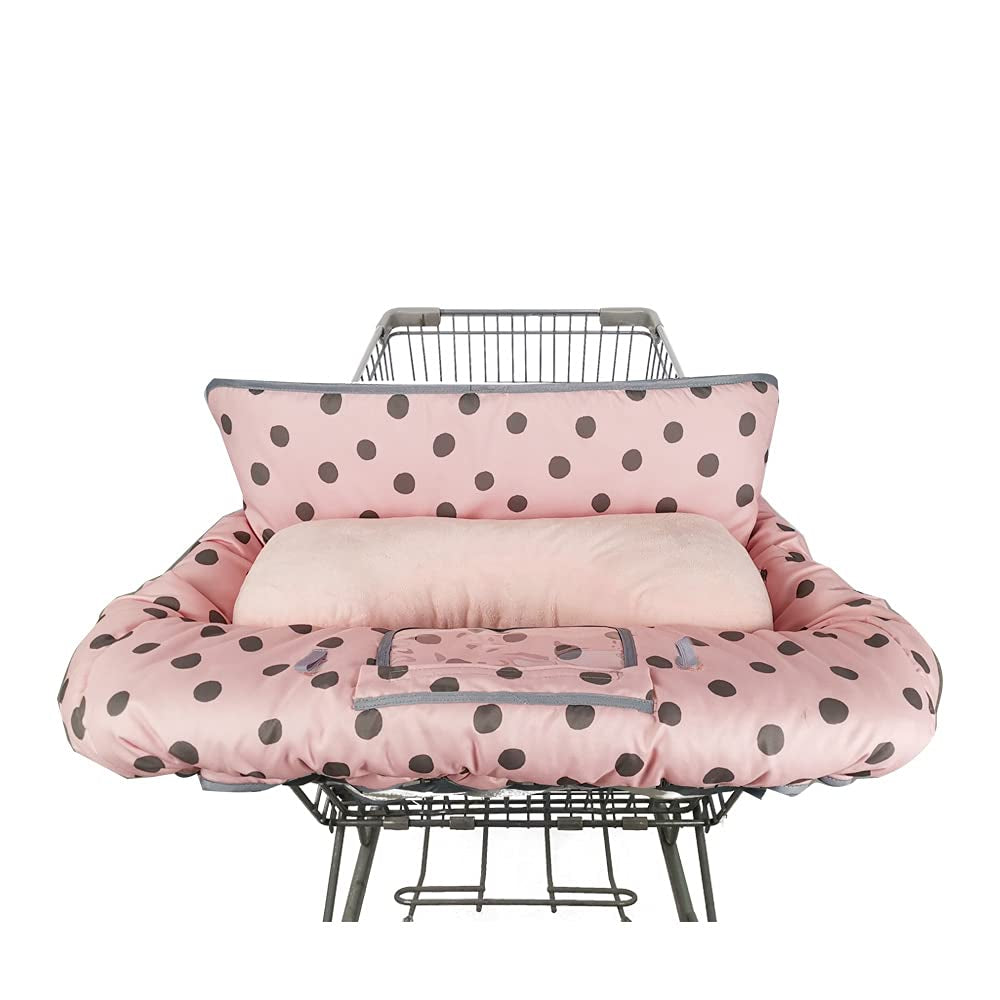 Cozy Pink Shopping Cart & High Chair Cover-Soft, Reversible Seat Liner with Toy Loops & Phone Pocket for Baby's Safety & Parent's Convenience. with Supportive Seat Positioner for Babies and Toddlers