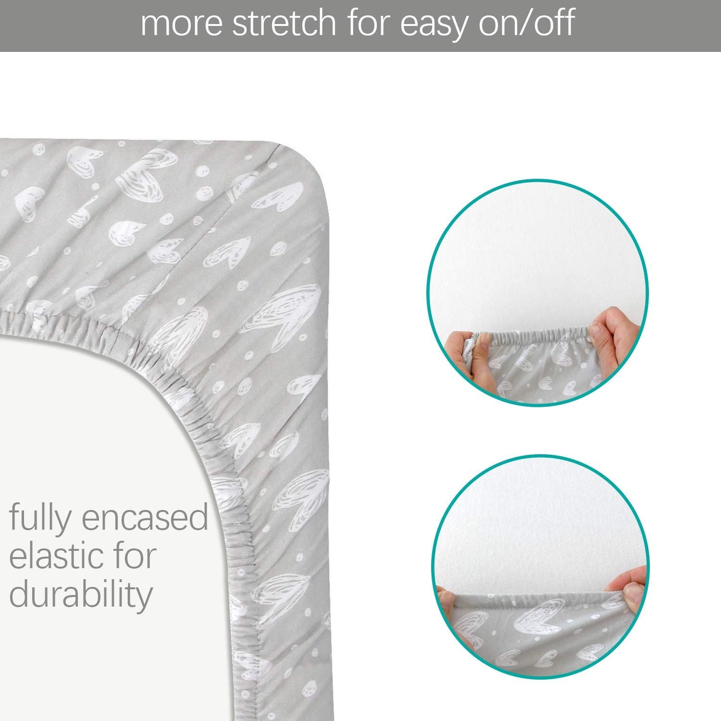 Premium Jersey Knit Cotton Bassinet Sheets - 2 Pack,  Grey - Compatible with BIERUM & Mika Micky Bedside Sleepers