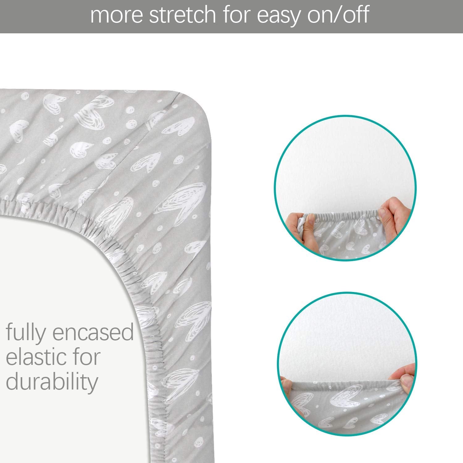 Premium Jersey Knit Cotton Bassinet Sheets - 2 Pack,  Grey - Compatible with BIERUM & Mika Micky Bedside Sleepers