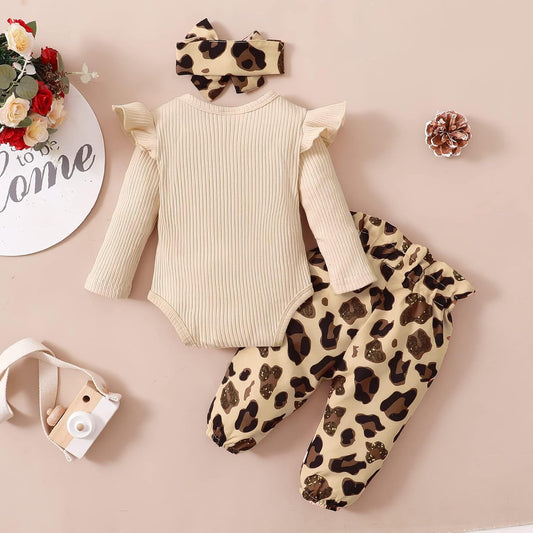 Adorable OLLUISNEO Baby Girl Floral Romper & Pant Set with Headband