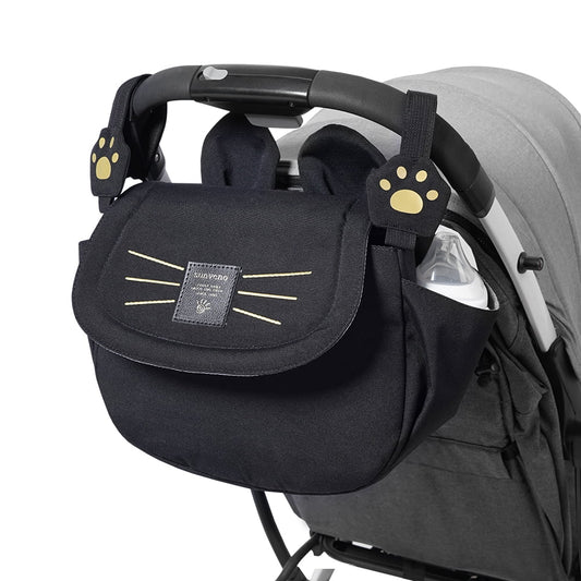 Sunveno Large Capacity Cat Stroller Organizer & Diaper Bag - Universal Travel Bag in Stylish Black