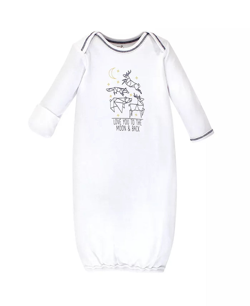 Organic Cotton Baby Gown-Preemie-Newborn Size/Soft, Gentle, Easy Diaper Access