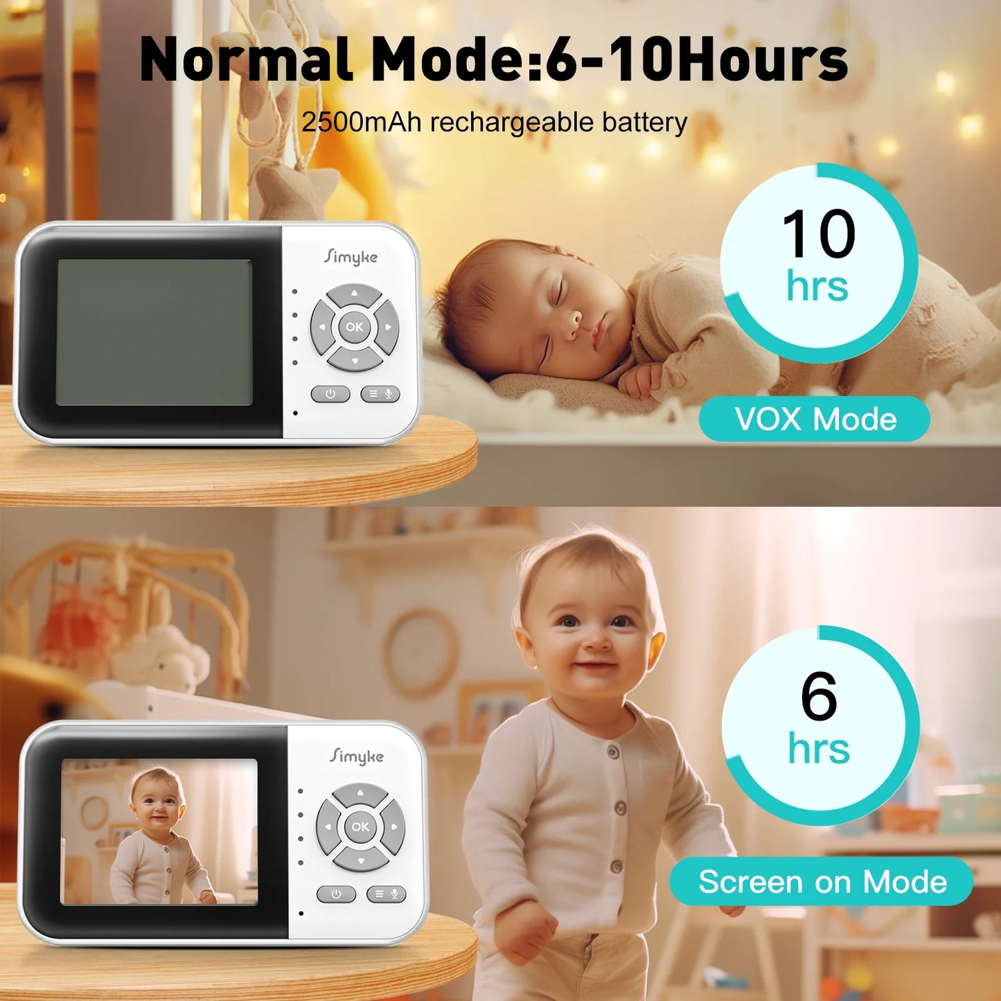 Upgrade Video Baby Monitor with 2 Cameras and Audio 2.8" LCD Screen, Portable Wireless Baby Cam Home Use