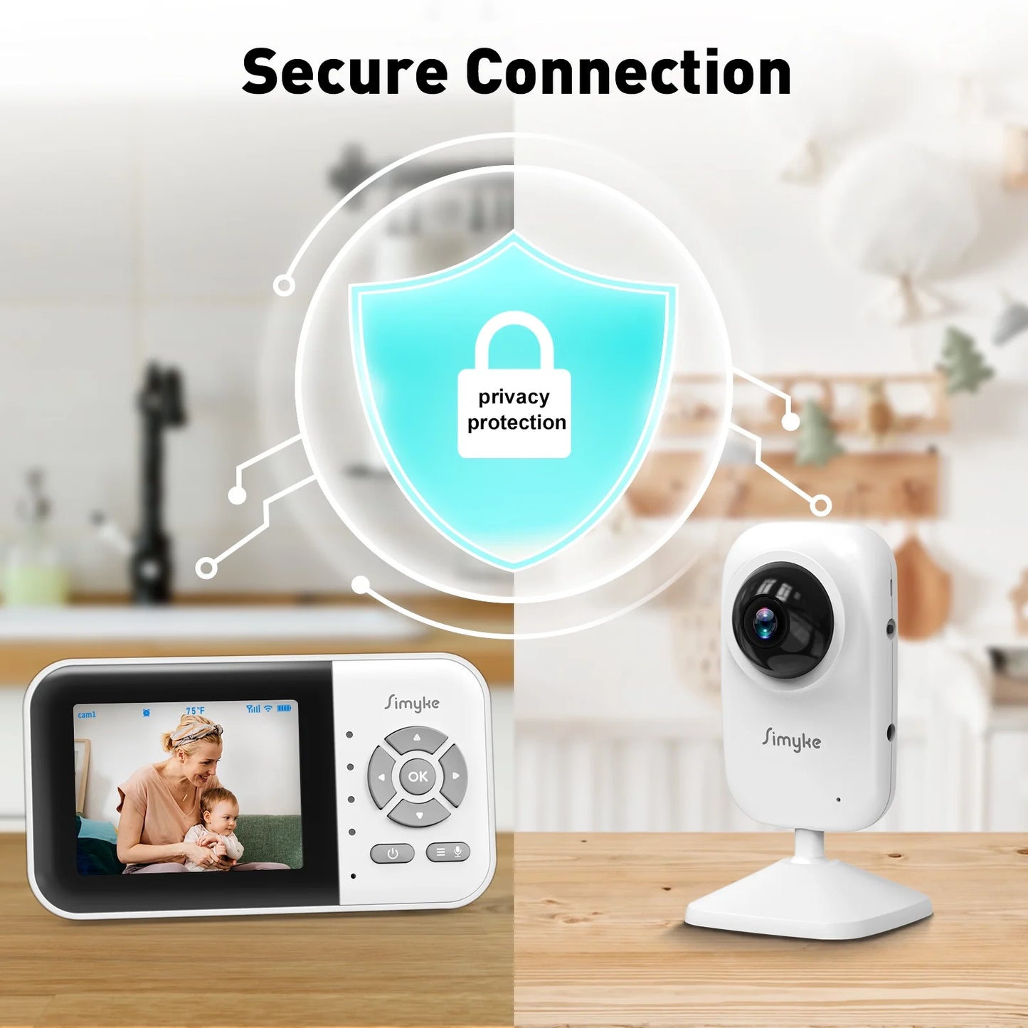 Upgrade Video Baby Monitor with 2 Cameras and Audio 2.8" LCD Screen, Portable Wireless Baby Cam Home Use