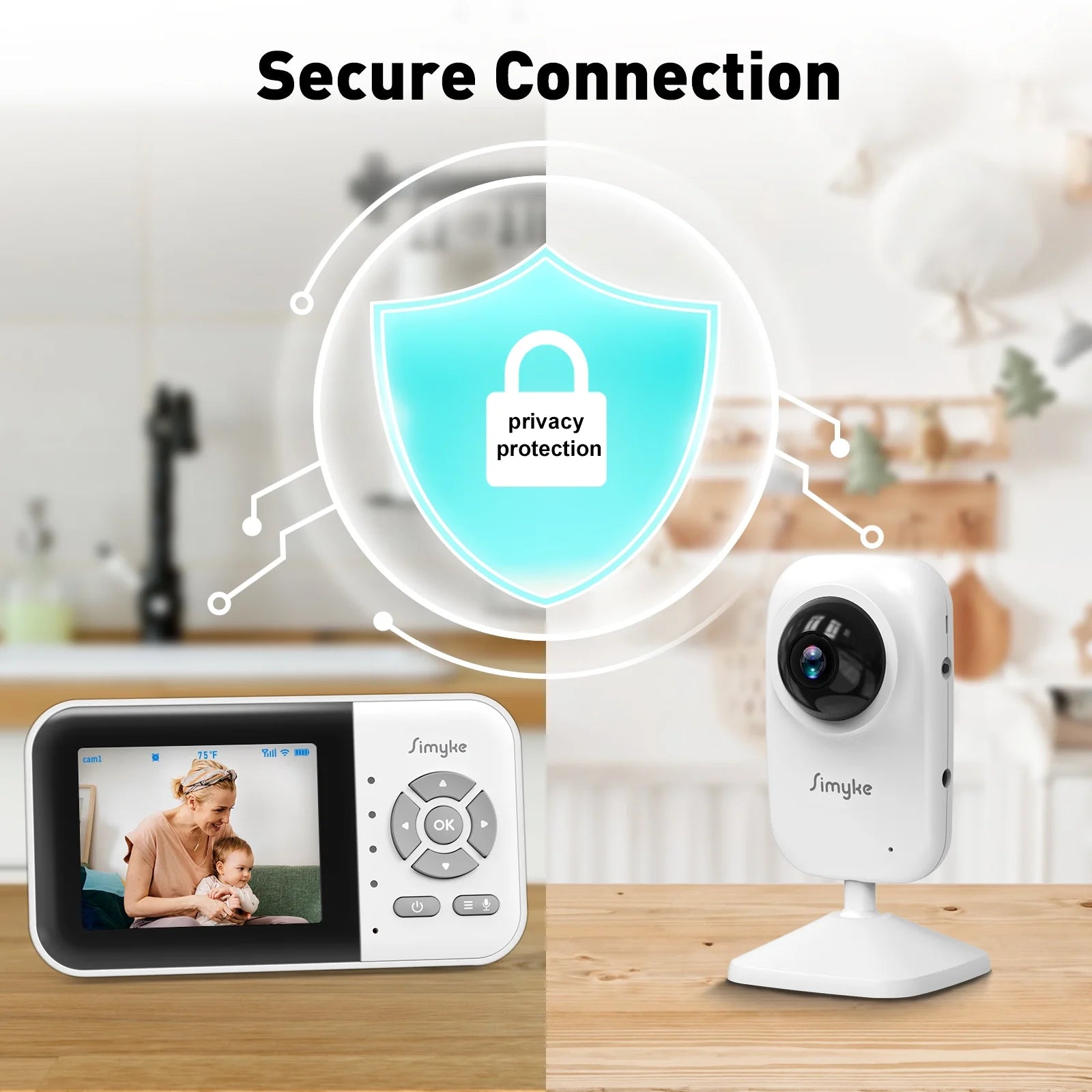 Upgrade Video Baby Monitor with 2 Cameras and Audio 2.8" LCD Screen, Portable Wireless Baby Cam Home Use