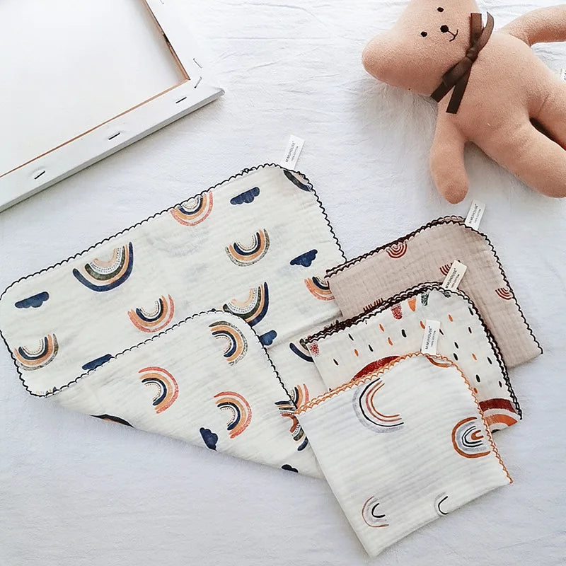  4 Layer Muslin Baby Towel-Soft Absorbent Bibs &Burp Cloths for Newborns 