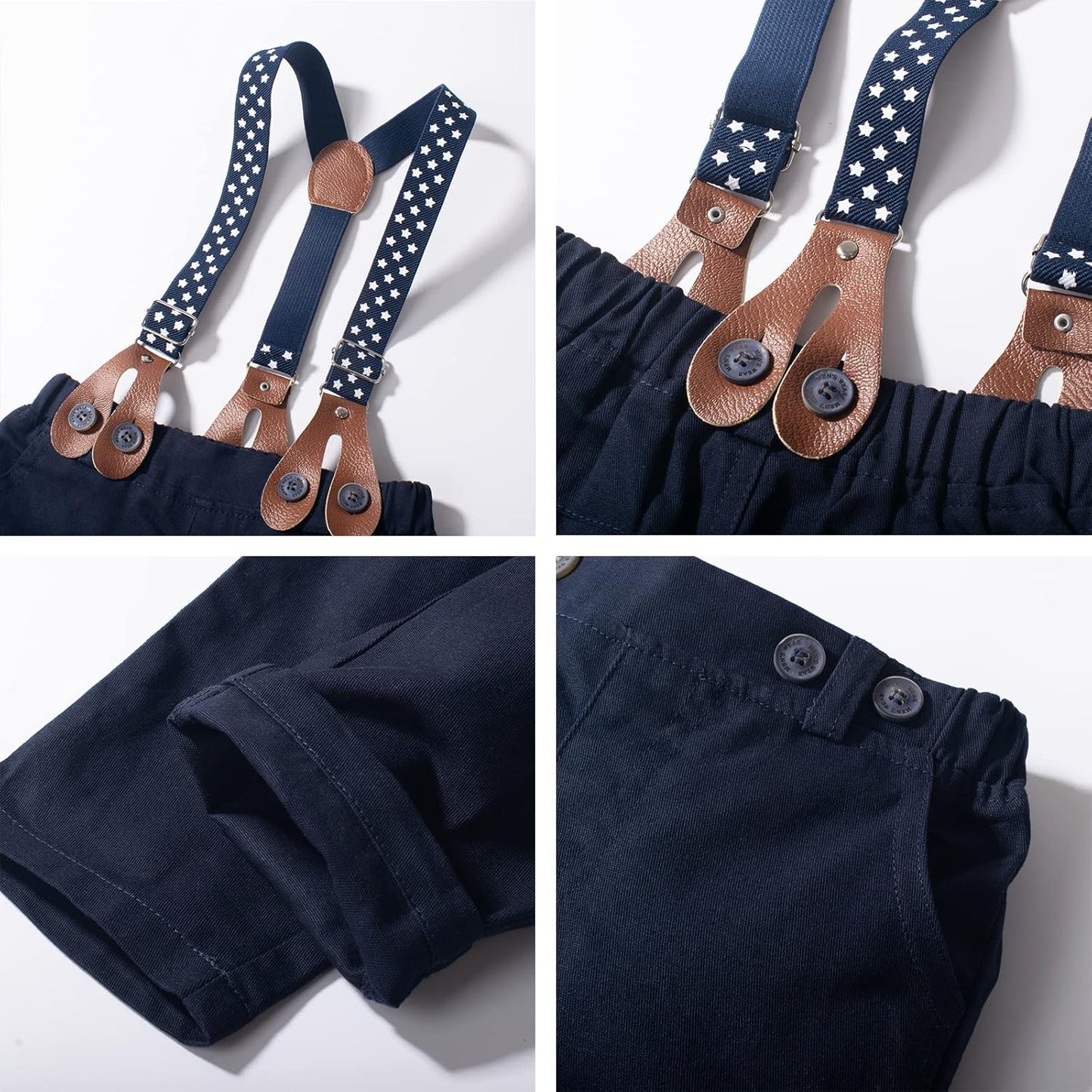 Stylish 4 - Piece Toddler Boy Suit - Cotton Vest, Shirt, Pants & Bow Tie. Elegant Outfit for Weddings, Birthdays & Special Events (3M-4M)