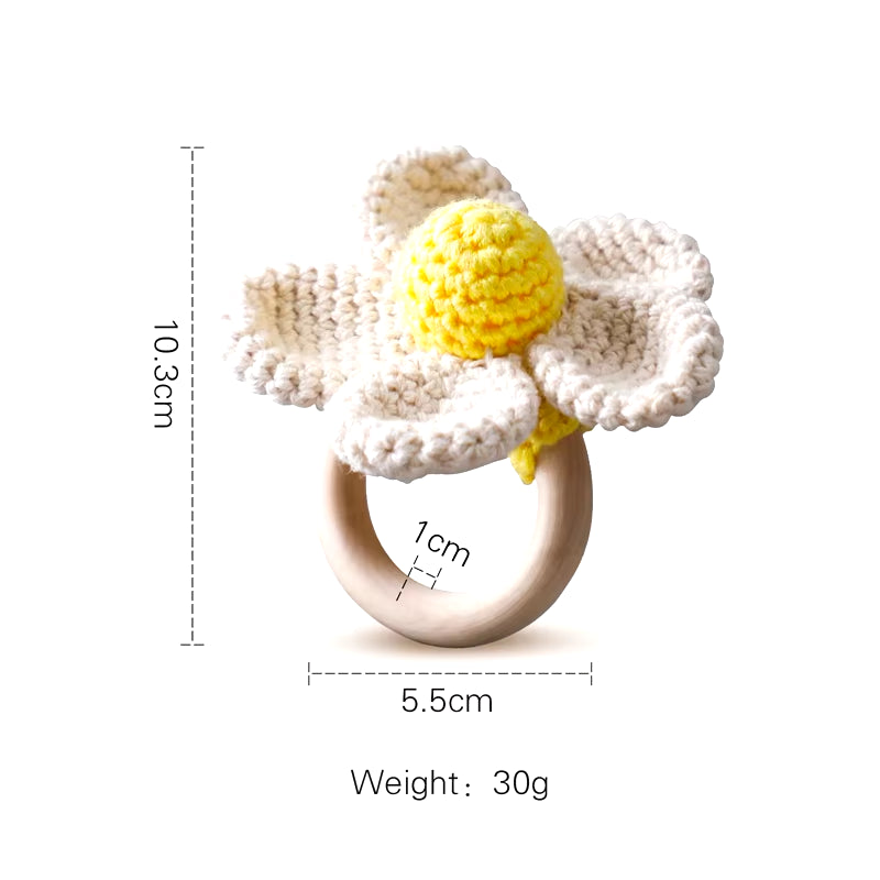 Handmade Crochet Animal Rattle- Soft Wooden Baby Teether Toy (multiple Style)