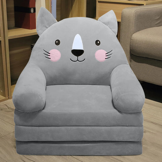 2-in-1 Foldable Kids Sofa Bed - Cute Cartoon Armchair for Play, Rest & Relaxation