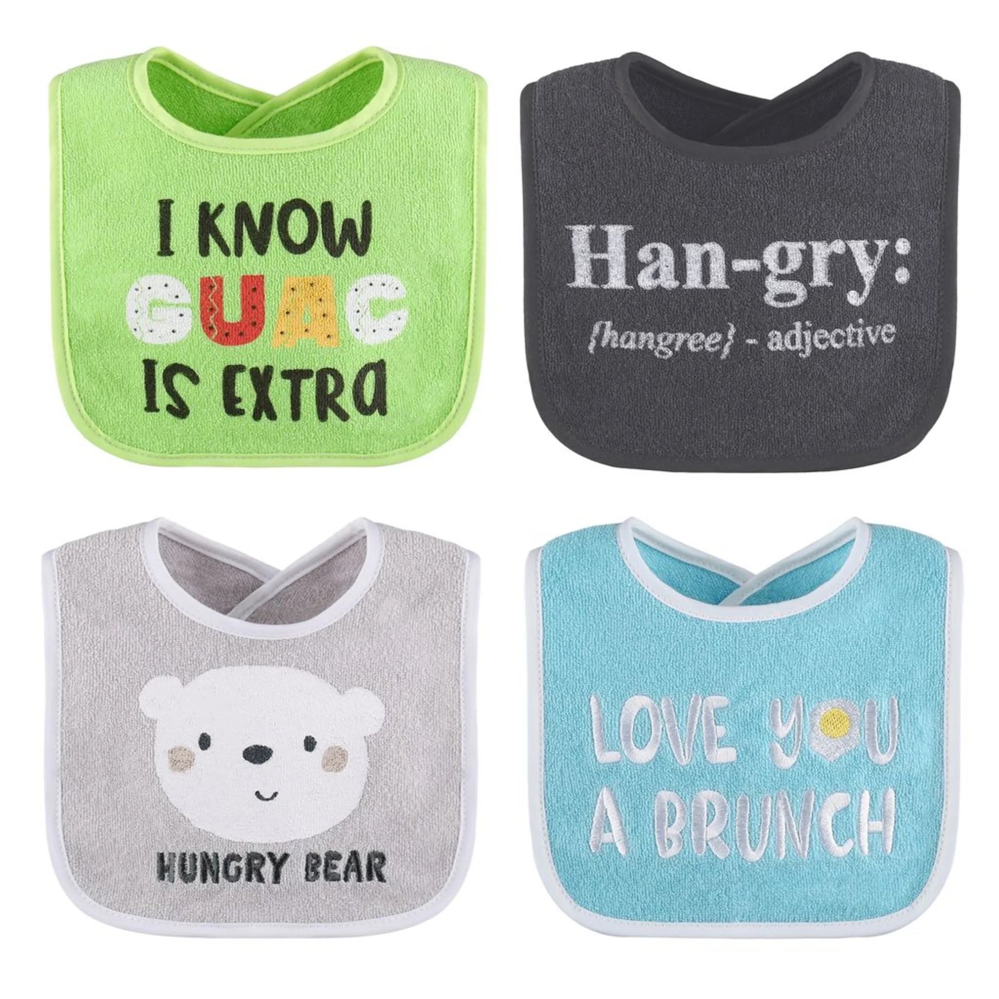8-Pack Cotton Baby Bibs for Girls & Boys - Vibrant Green, Blue & Yellow Designs