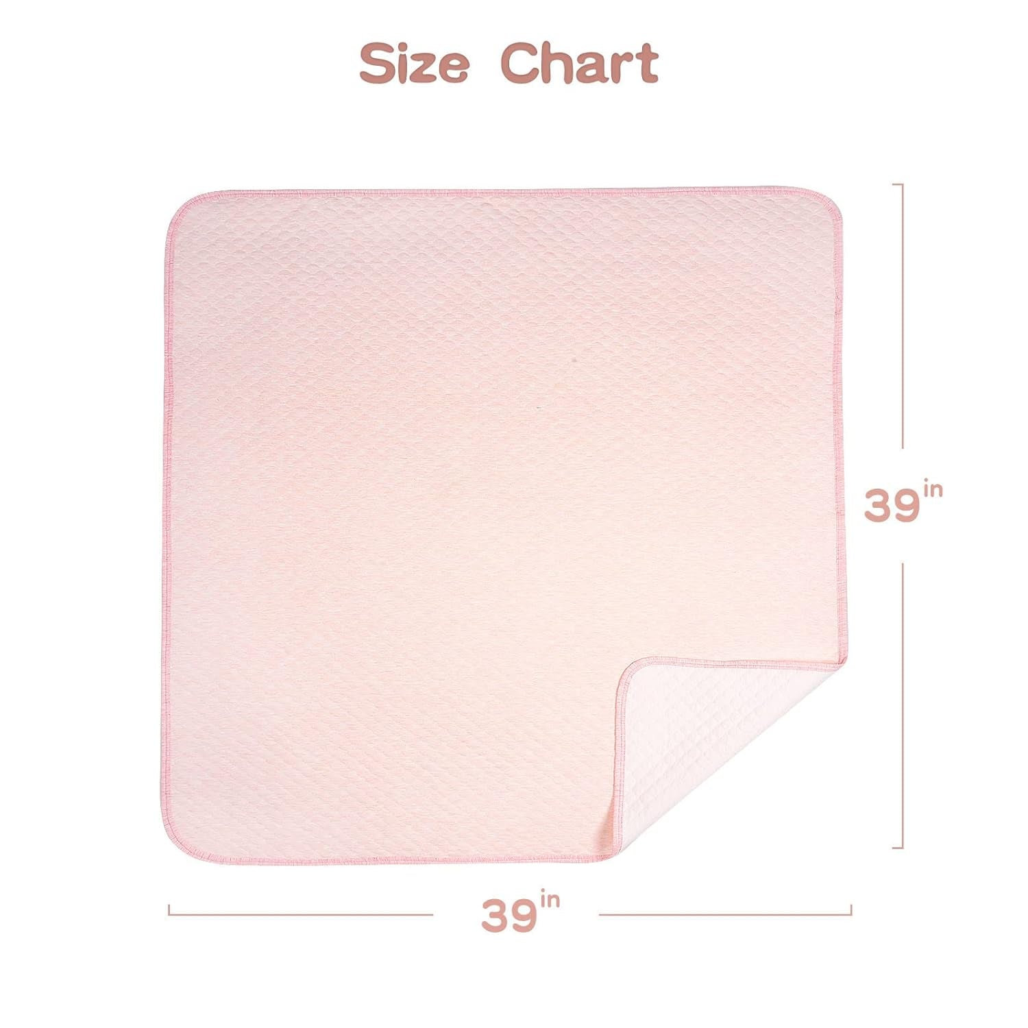 Organic Cotton Quilted Baby Blanket - Warm and Breathable Toddler Blanket for Boys and Girls, 39x39 Inches, Lightweight and Thermal, Pink