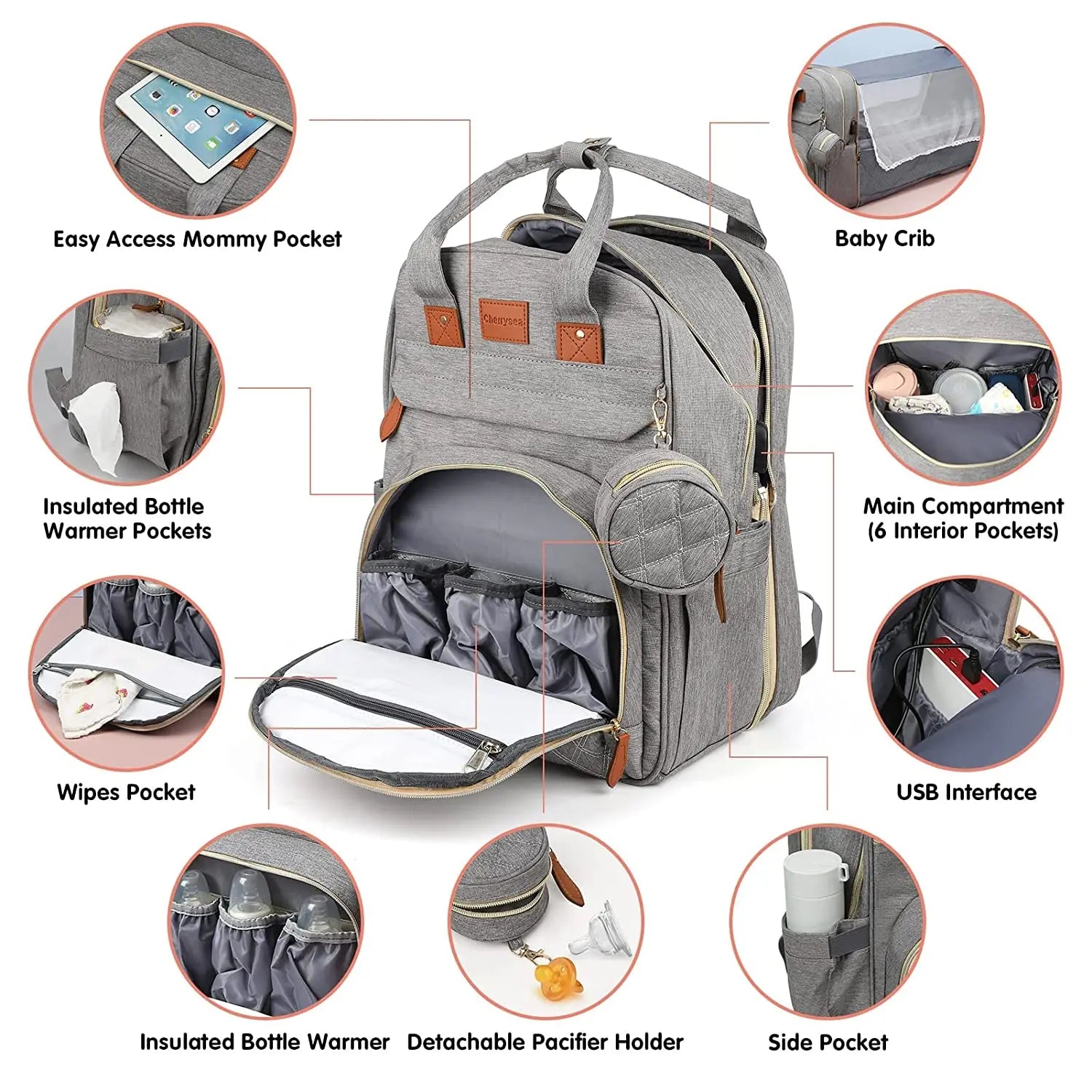 Ultimate 3-in-1 Diaper Bag Backpack: Foldable Baby Bed, Waterproof Travel Companion with USB Charging