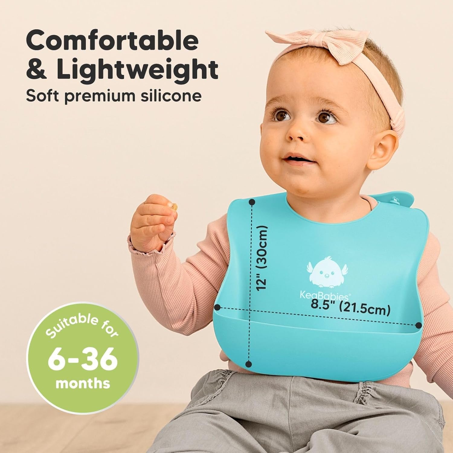 Keababies 2-Pack Waterproof Silicone Baby Bibs - Easy Clean & Large Food Catcher for Boys & Girls (Cloud Nine)