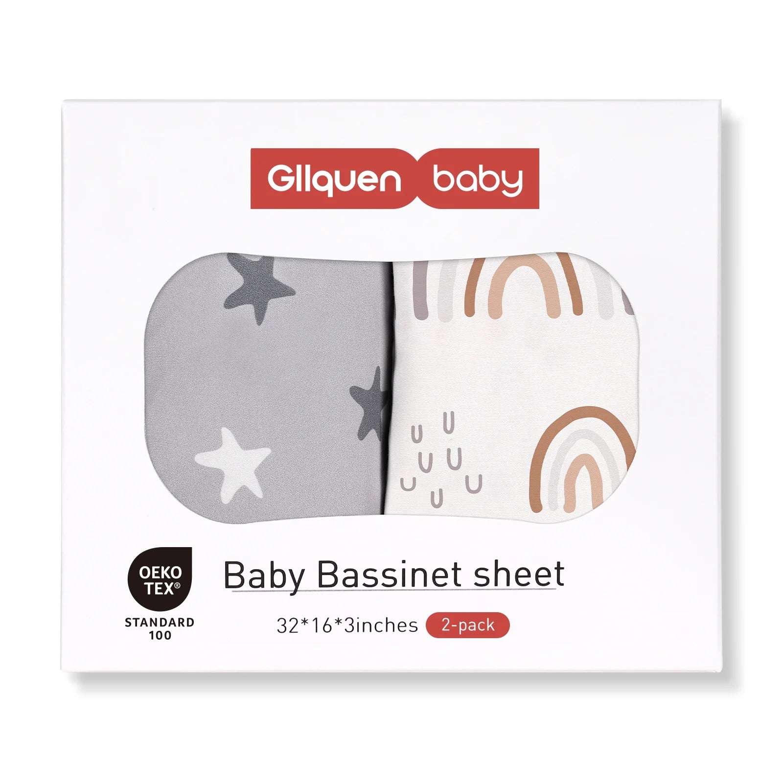 2 - Pack Bassinet Fitted Sheets -Soft & Breathable Cradle Covers for Newborns, GOTS  Certified, Gentle Comfort for Baby Sleep.