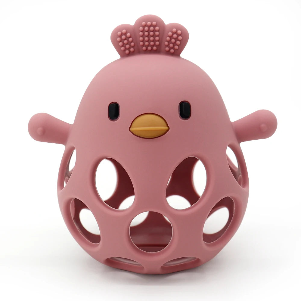 Cute Cartoon Chick Baby Teether Gloves - Silicone Dental Care Toy for Gums and Molar Relief