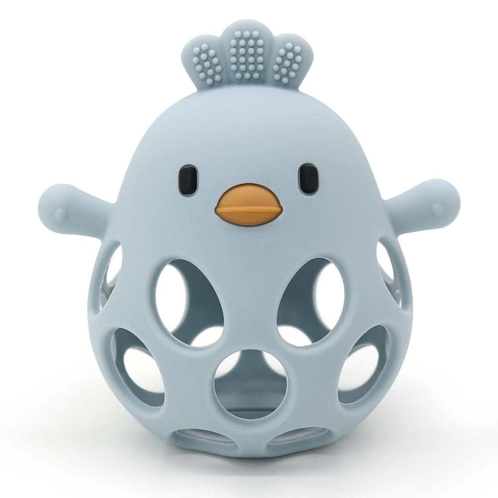 Cute Cartoon Chick Baby Teether Gloves - Silicone Dental Care Toy for Gums and Molar Relief