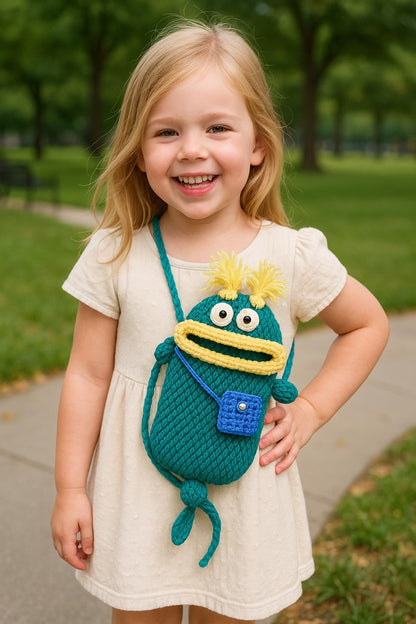 Charming Hand-Crocheted Toddler's Bag with Unique Sausage Mouth Design