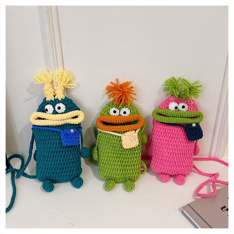 Charming Hand-Crocheted Toddler's Bag with Unique Sausage Mouth Design