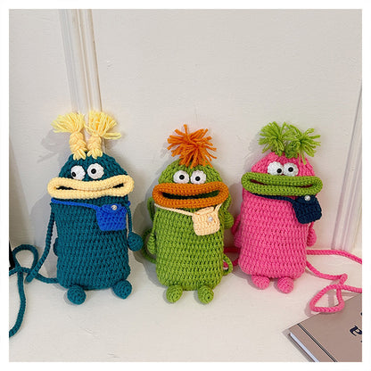 Charming Hand-Crocheted Toddler's Bag with Unique Sausage Mouth Design
