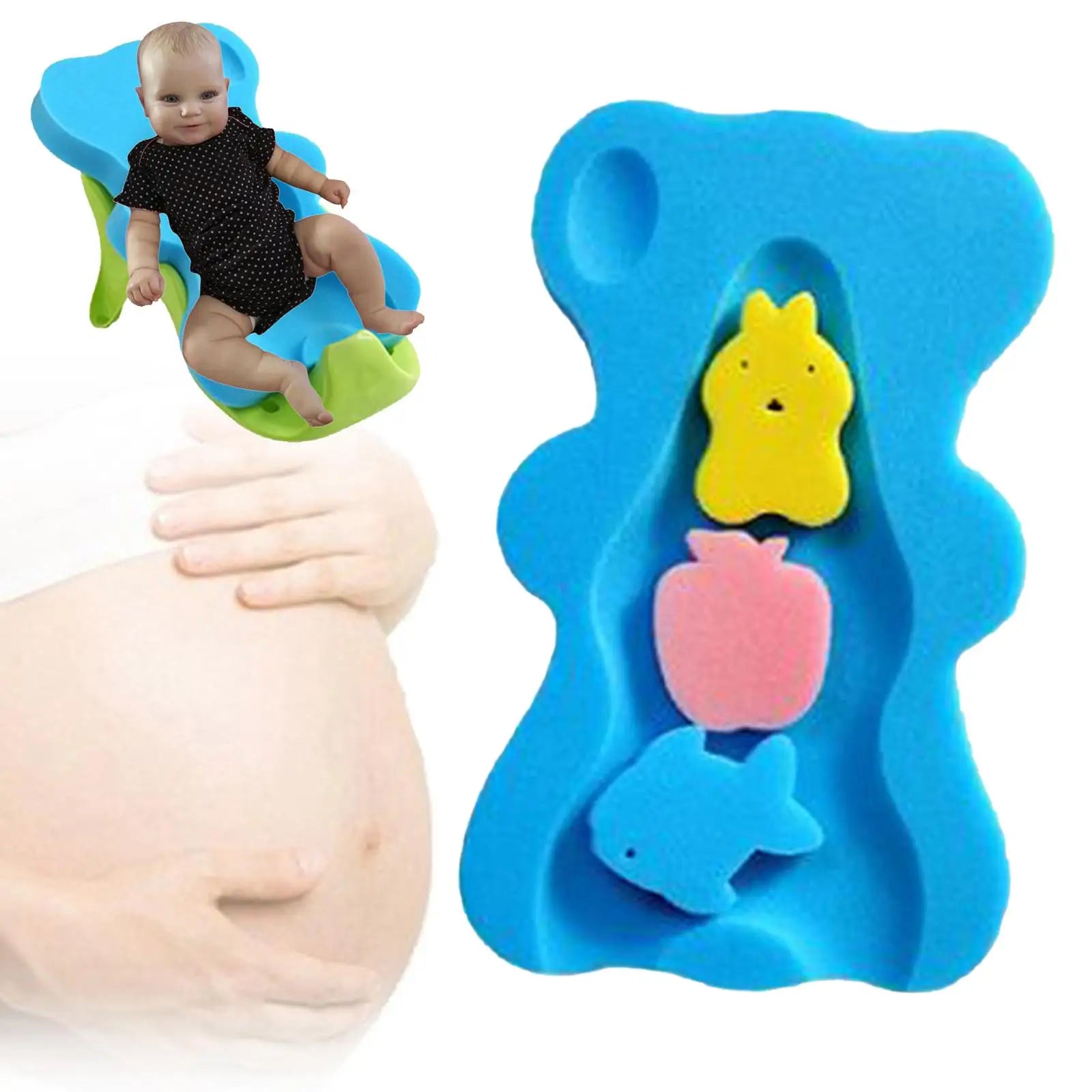 Delightful Baby Bath Mat - Soft, Foldable Sponge Cushion for Comfortable Bathing Experience