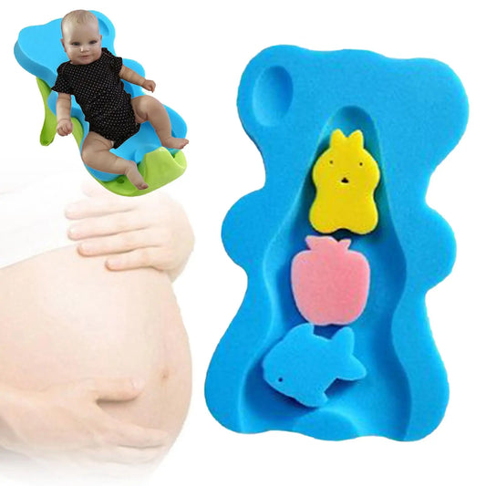 Delightful Baby Bath Mat - Soft, Foldable Sponge Cushion for Comfortable Bathing Experience