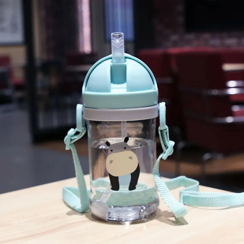 350ml Children's Drinking Cup with Straw and Gravity Ball, Wide Caliber Design