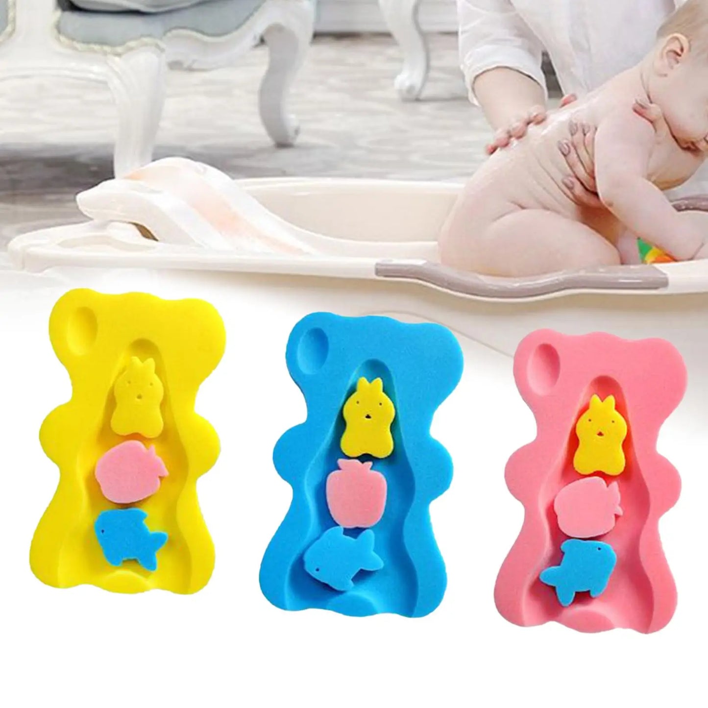 Delightful Baby Bath Mat - Soft, Foldable Sponge Cushion for Comfortable Bathing Experience