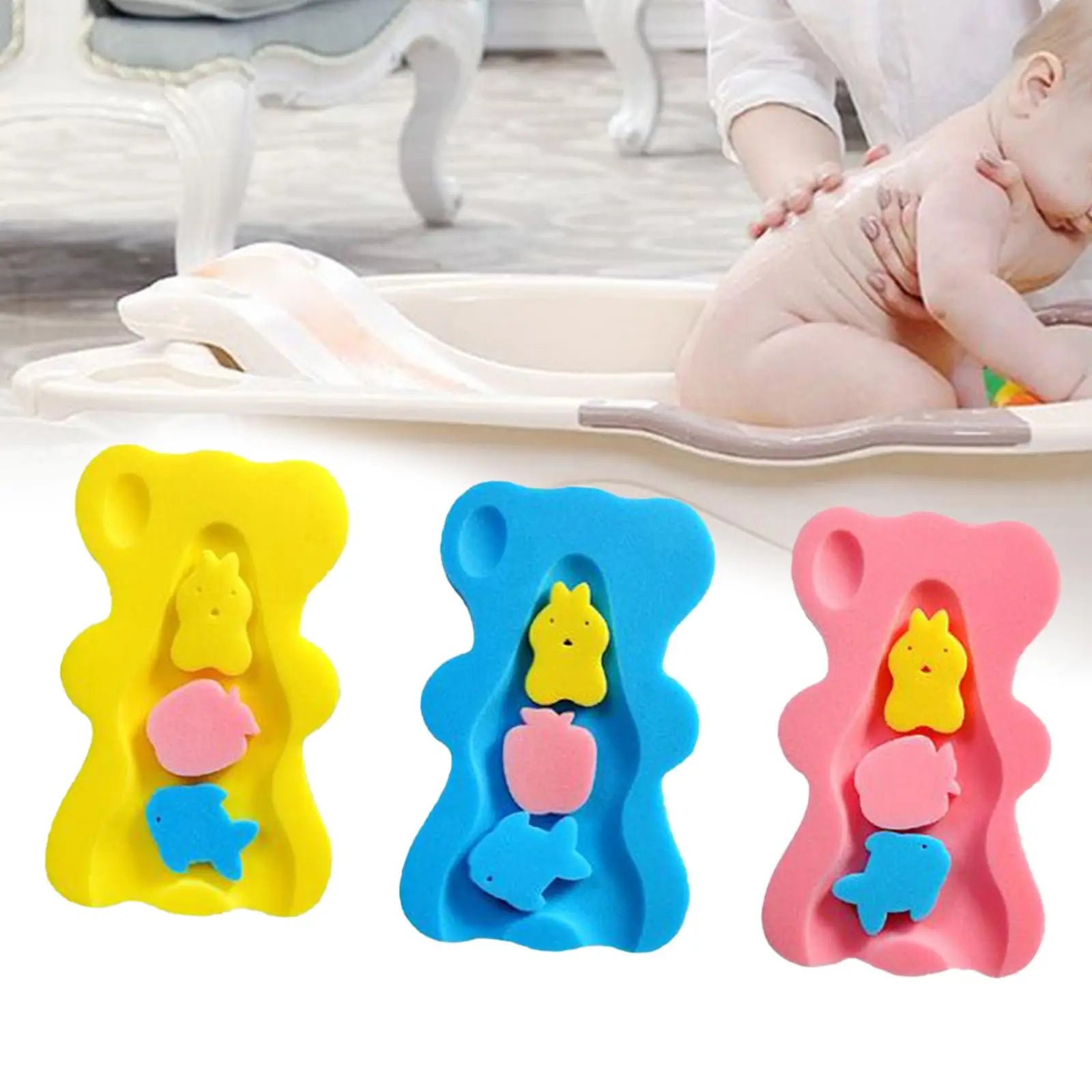 Delightful Baby Bath Mat - Soft, Foldable Sponge Cushion for Comfortable Bathing Experience