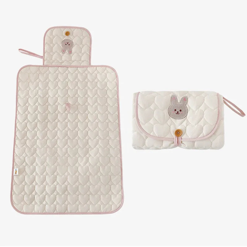 Foldable Waterproof Diaper Changing Mat-Soft & Portable Pad for Newborns (Cute Animal Print)