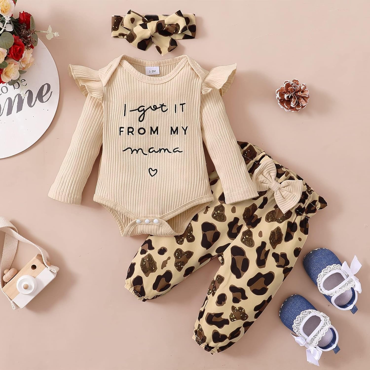 Adorable OLLUISNEO Baby Girl Floral Romper & Pant Set with Headband