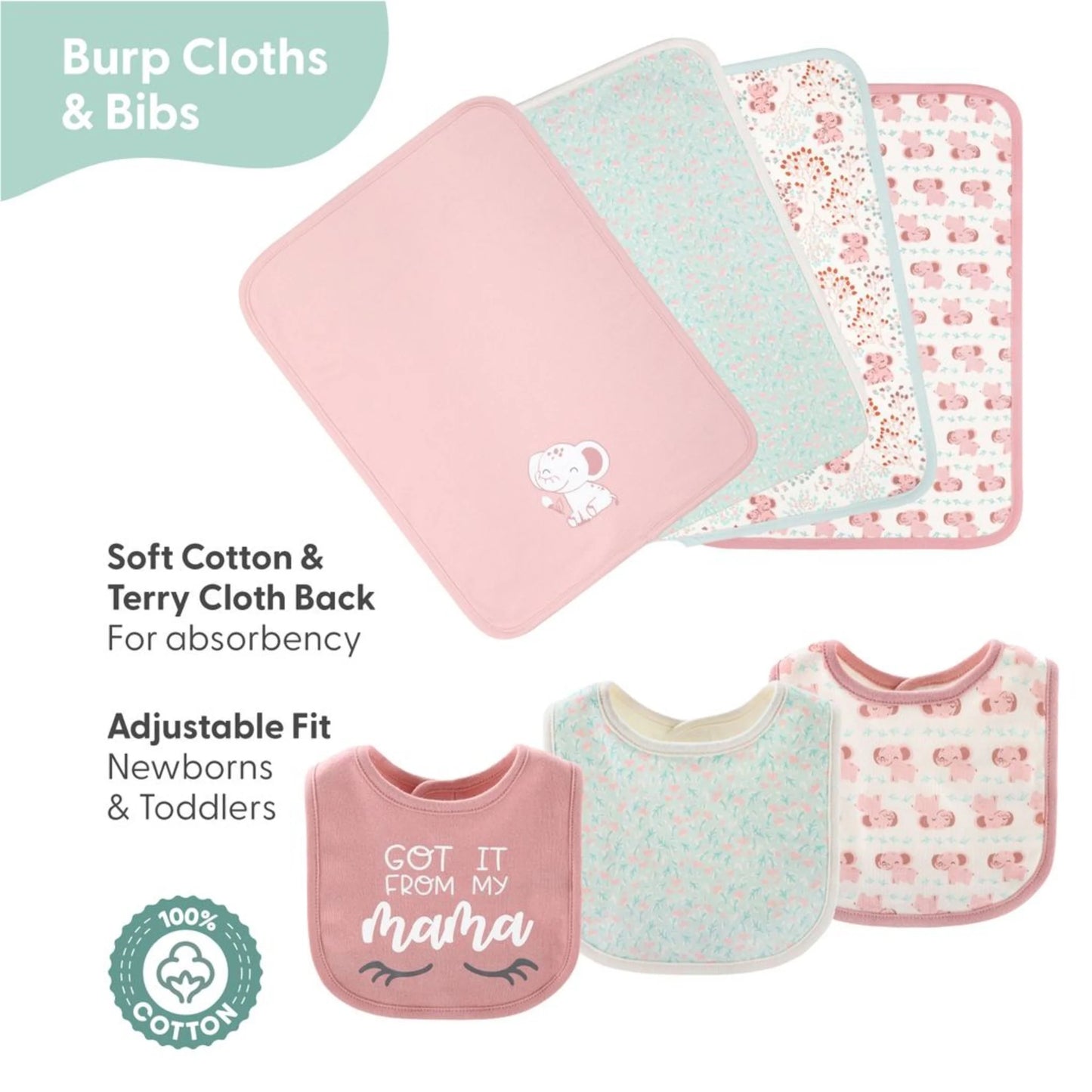 Pink Floral Elephant Newborn Layette Gift Set - 30 Essential Pieces for 0-3 Months