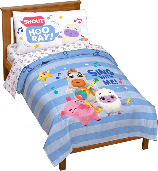 Moonbug  4 Piece Toddler Bed Set - Super Soft Microfiber Comforter & Sheet Set