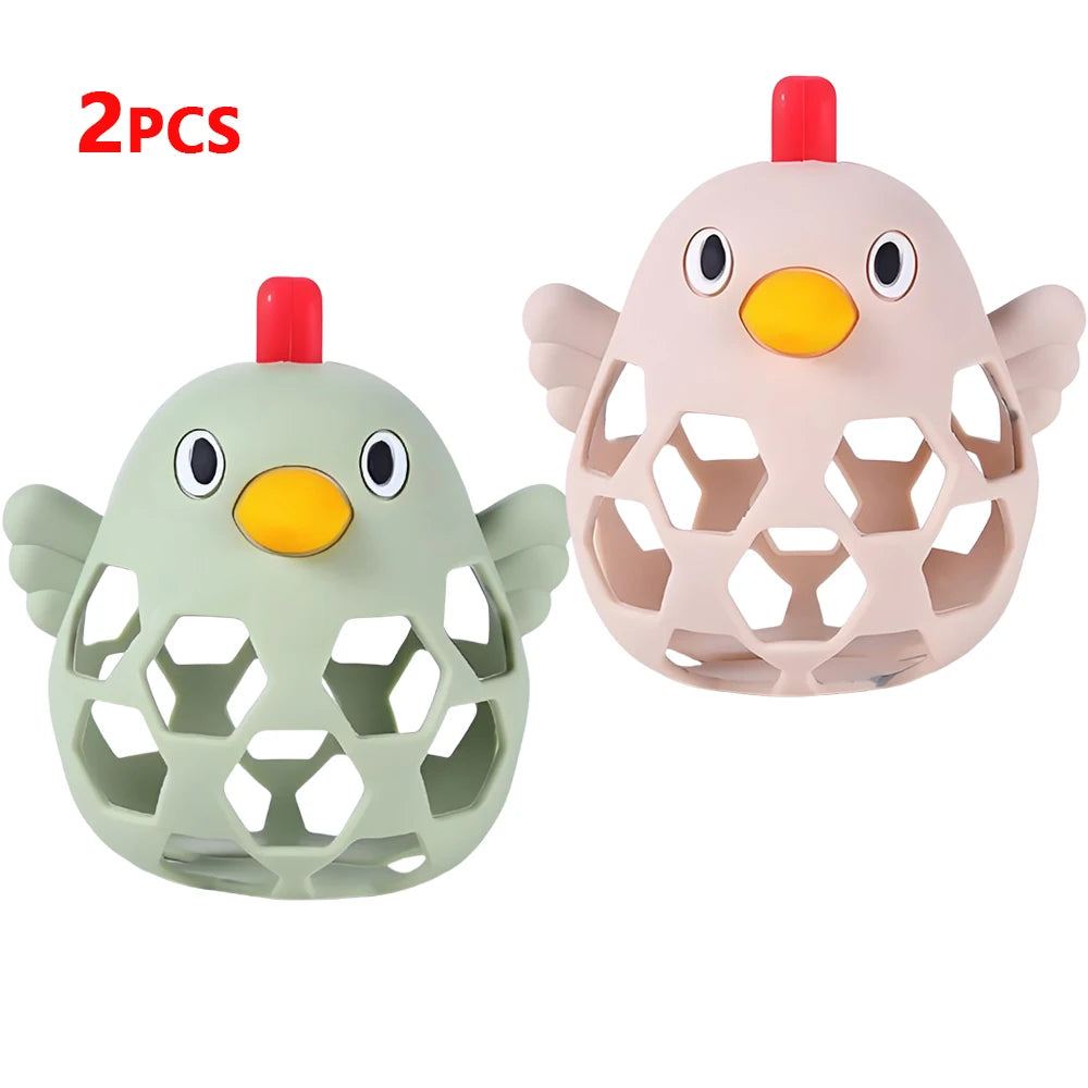 Delightful Cartoon Chick Silicone Teethers for Chewing Training - Perfect Baby Care Toys!
