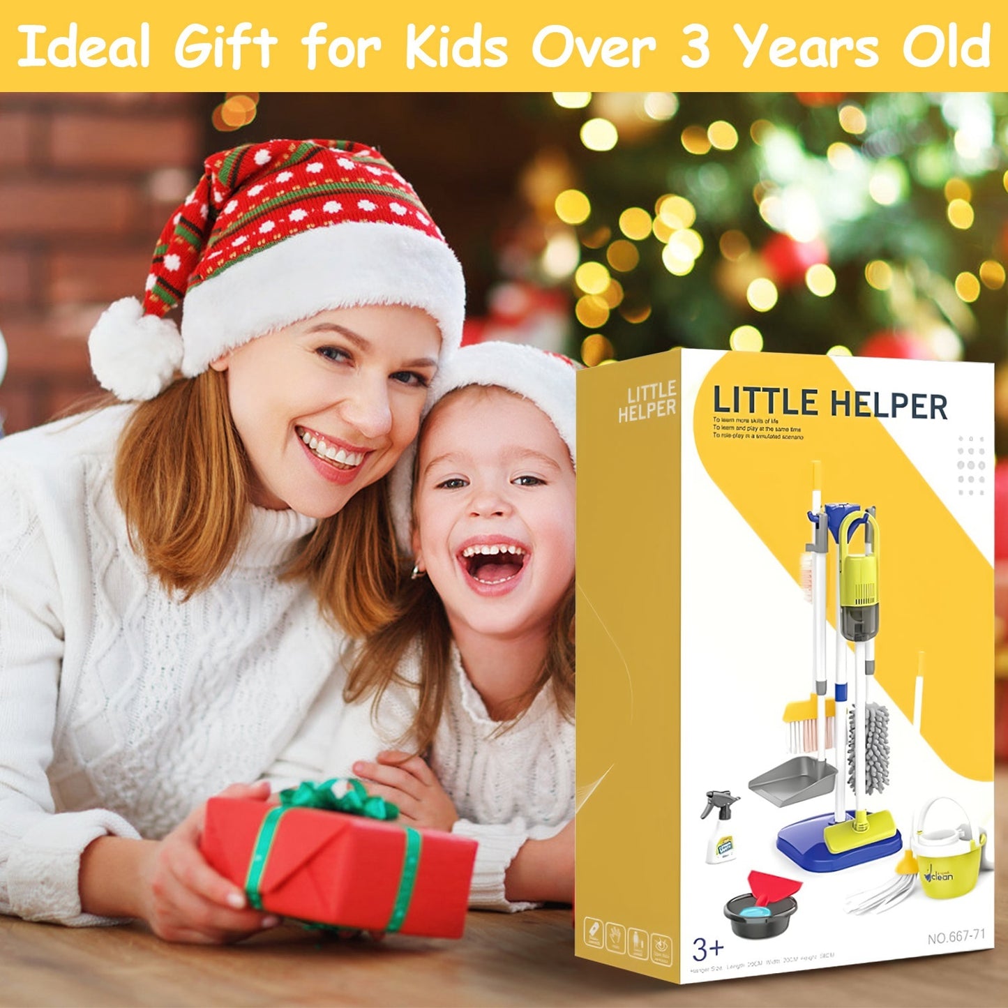 14Pcs Kids Cleaning Toy Set- Pretend Play Housekeeping Kit with Vacuum, Mop & Broom | Fun Learning Toy for Toddlers