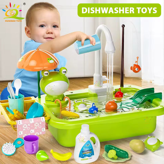 Baby Kitchen Toy Plastic Dish Wash Sink – Running Water Play Set