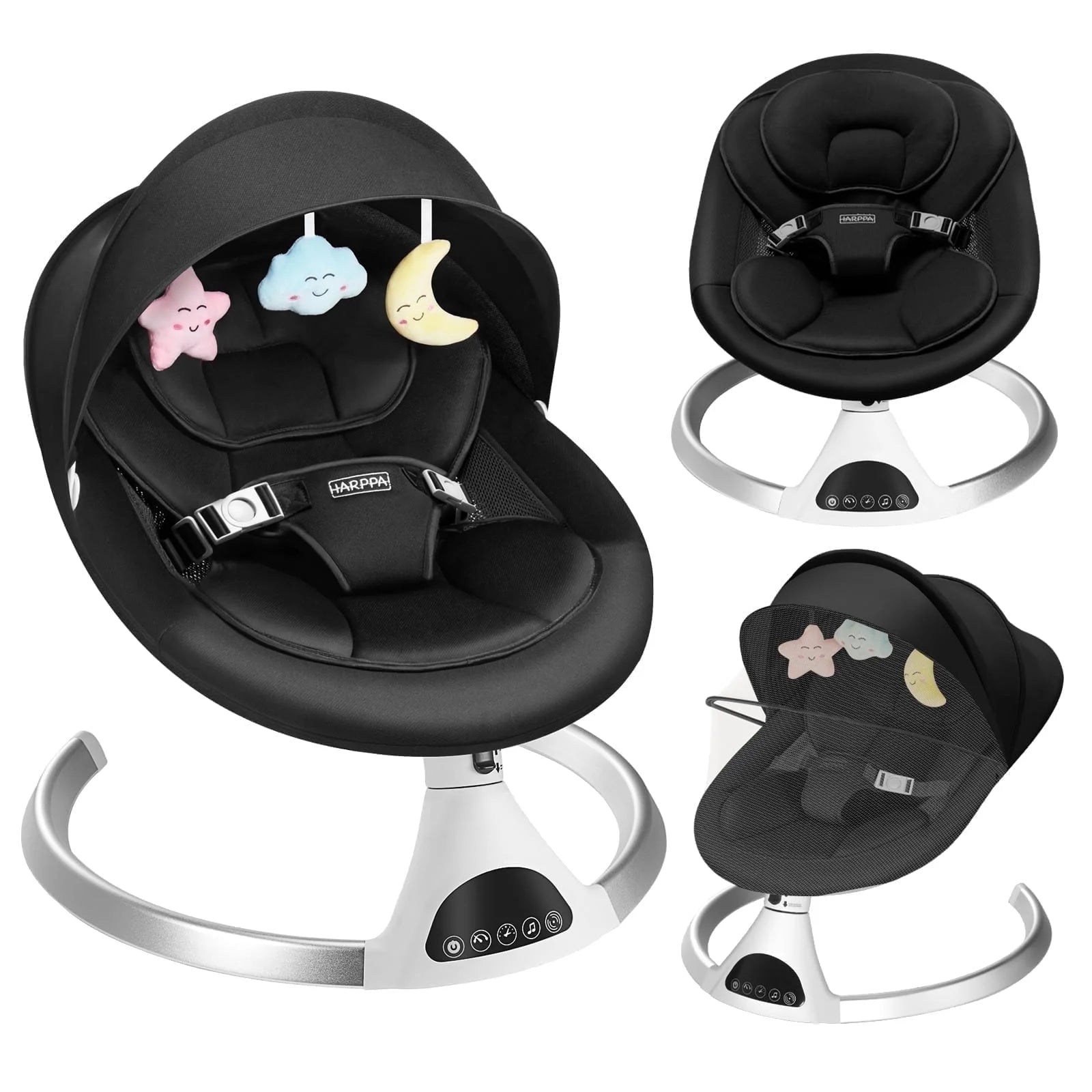 HARPPA Electric Baby Swing - 5 Speeds Rocker with Remote control & Bluetooth Music (Black)