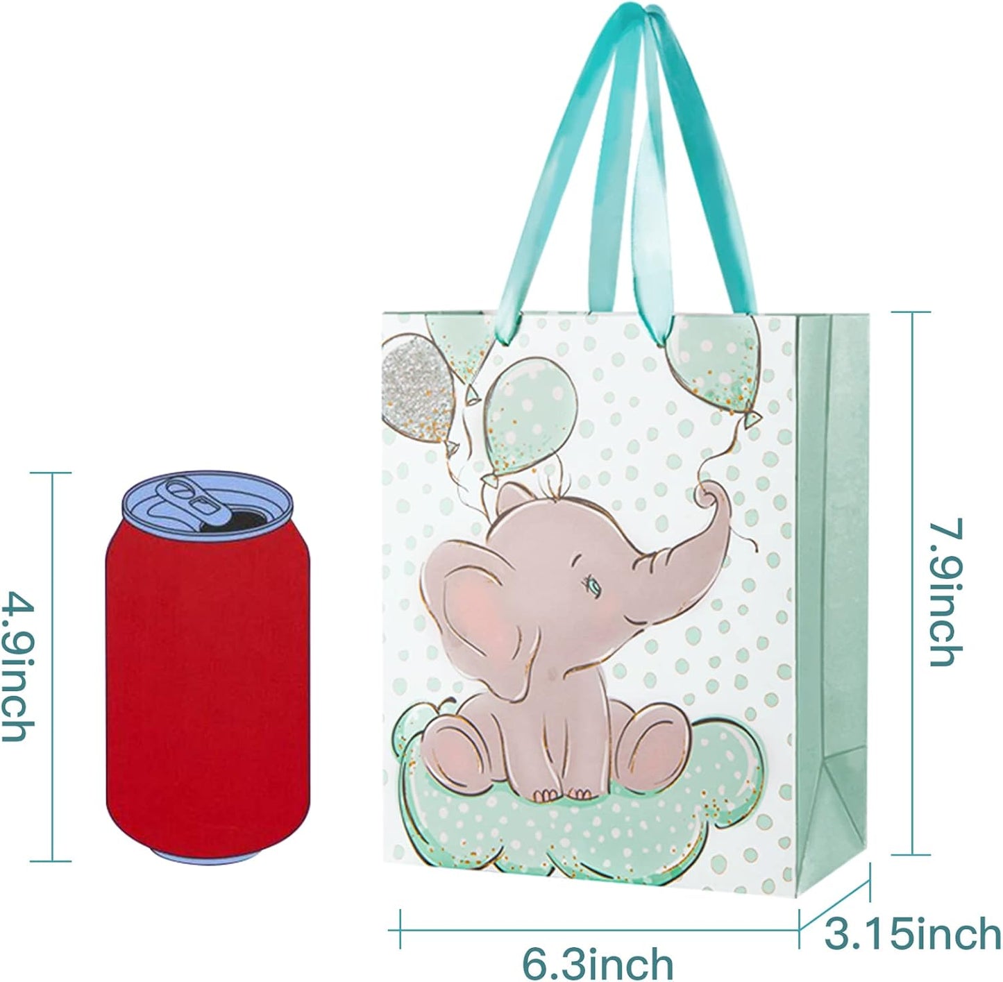 Sharlity 24 Pack Small Elephant Baby Gift Bags - Perfect for Baby Showers, Birthday Parties & Animal Theme Celebrations!