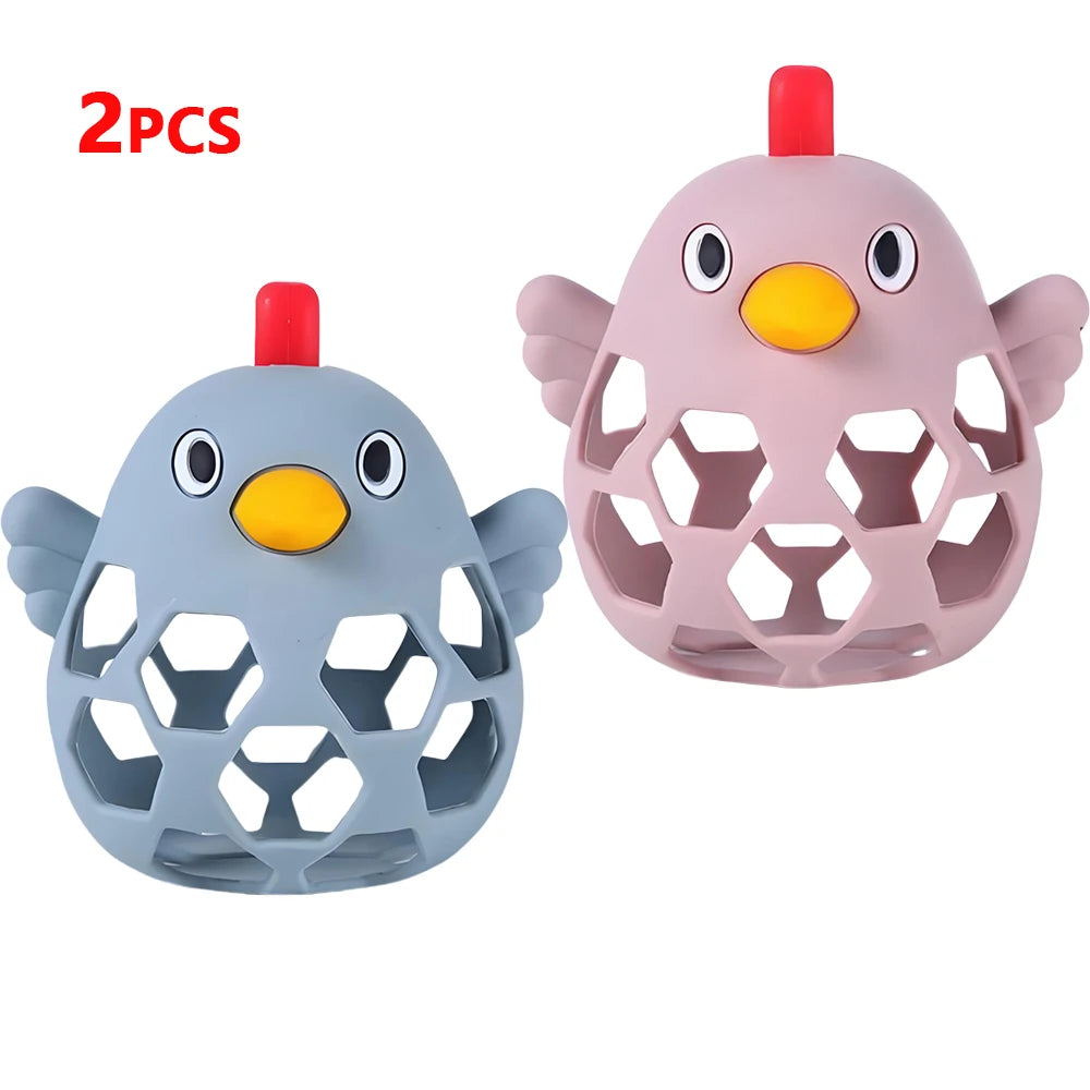 Delightful Cartoon Chick Silicone Teethers for Chewing Training - Perfect Baby Care Toys!