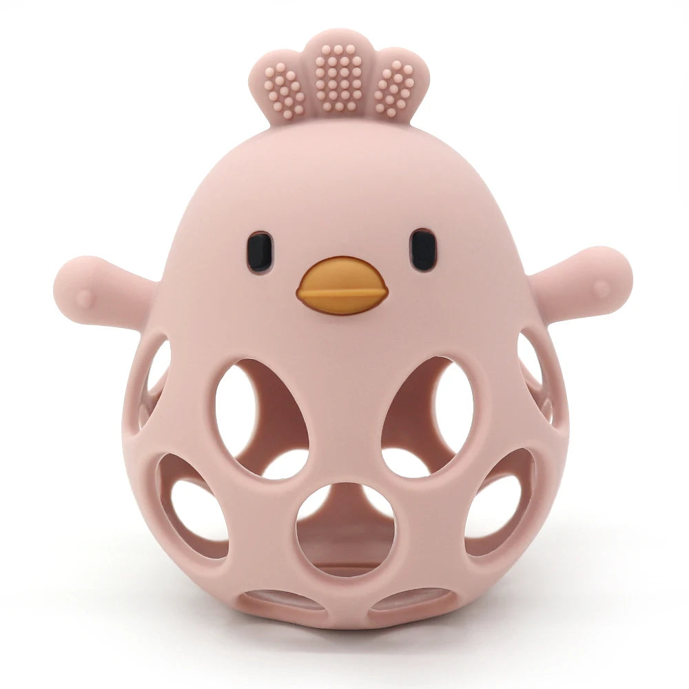 Cute Cartoon Chick Baby Teether Gloves - Silicone Dental Care Toy for Gums and Molar Relief