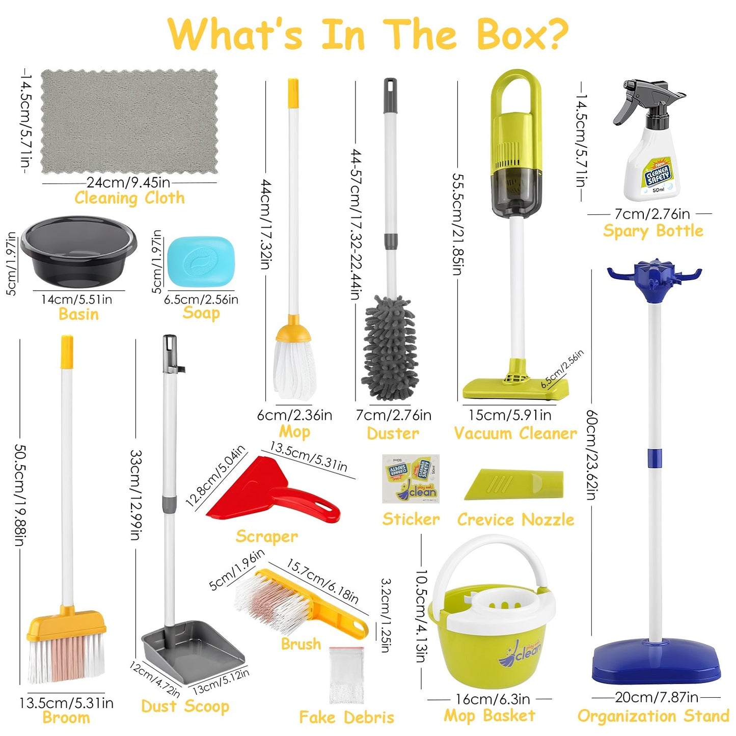 14Pcs Kids Cleaning Toy Set- Pretend Play Housekeeping Kit with Vacuum, Mop & Broom | Fun Learning Toy for Toddlers