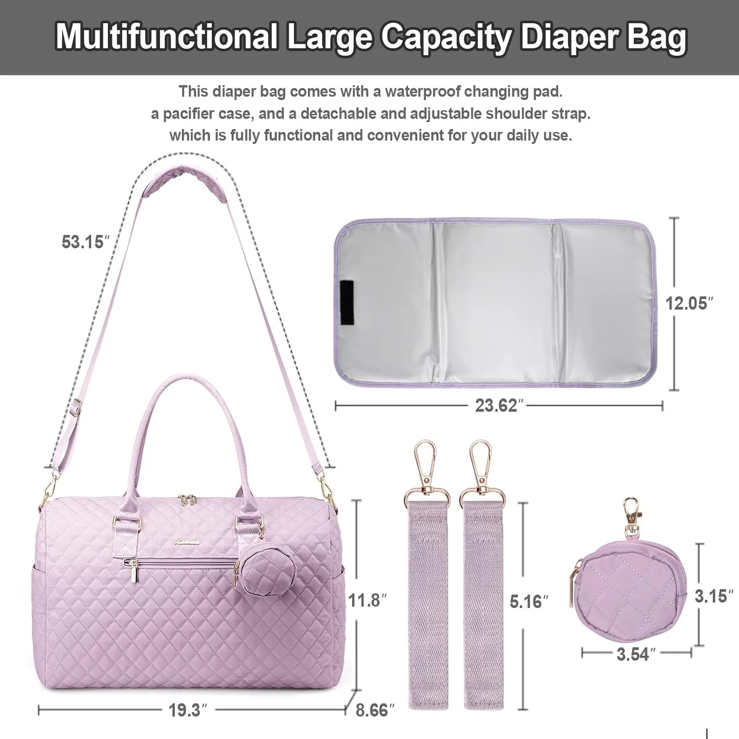 Stylish Lovevook Diaper Bag Tote - Spacious Mommy Bag for Hospital, Travel & Breastfeeding with Changing Pad & Pacifier Case