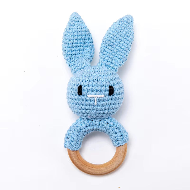 Handmade Crochet Animal Rattle- Soft Wooden Baby Teether Toy (multiple Style)