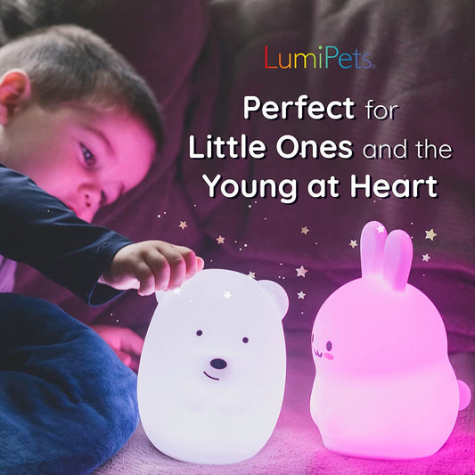 Charming Bunny Design Remote Control Night Light - Soft Color Changing LED Lamp for Kids' Bedrooms with Sleep Timer and Rechargeable Battery