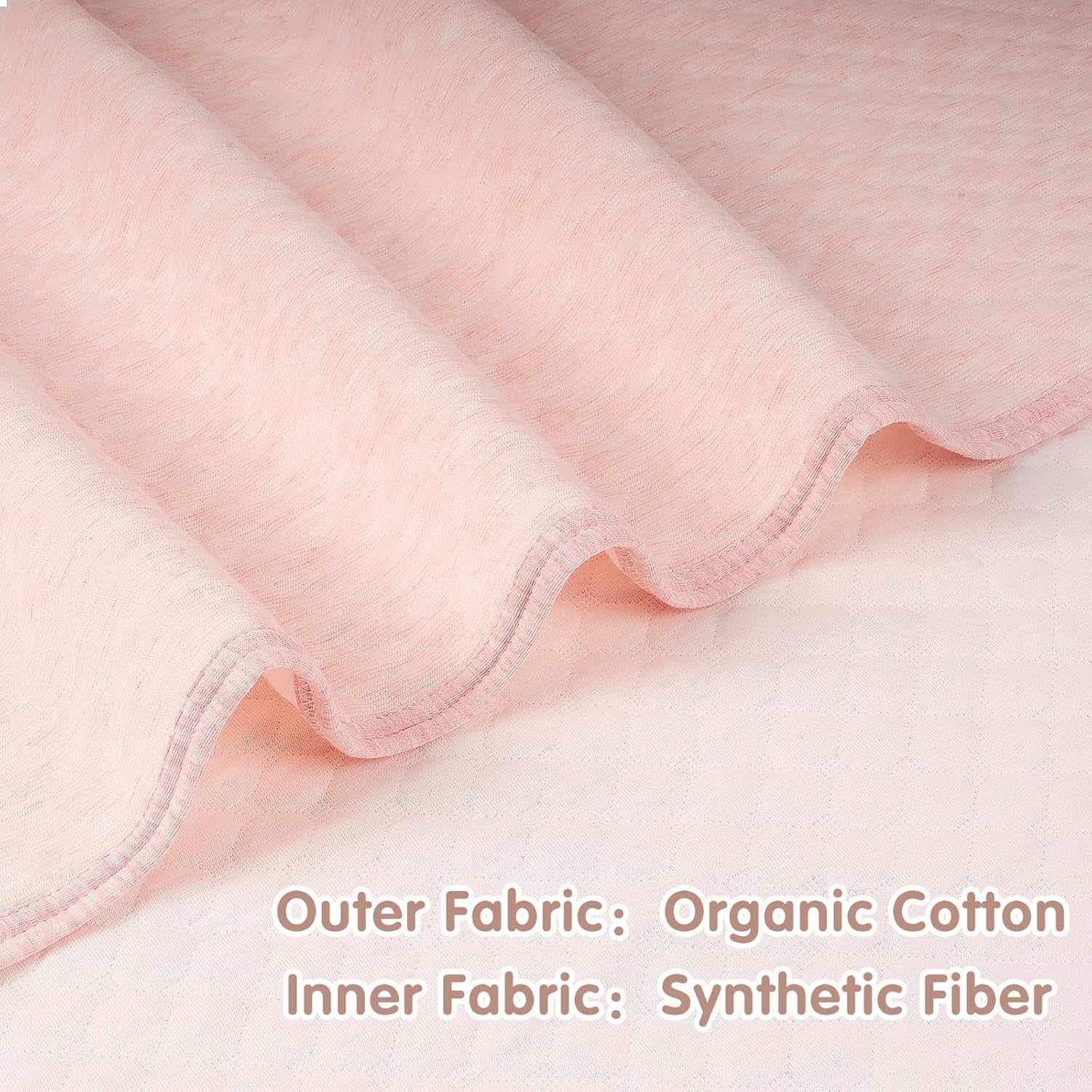 Organic Cotton Quilted Baby Blanket - Warm and Breathable Toddler Blanket for Boys and Girls, 39x39 Inches, Lightweight and Thermal, Pink