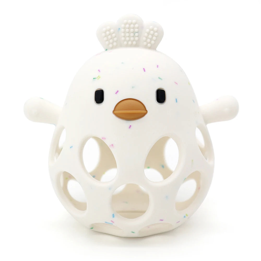 Cute Cartoon Chick Baby Teether Gloves - Silicone Dental Care Toy for Gums and Molar Relief